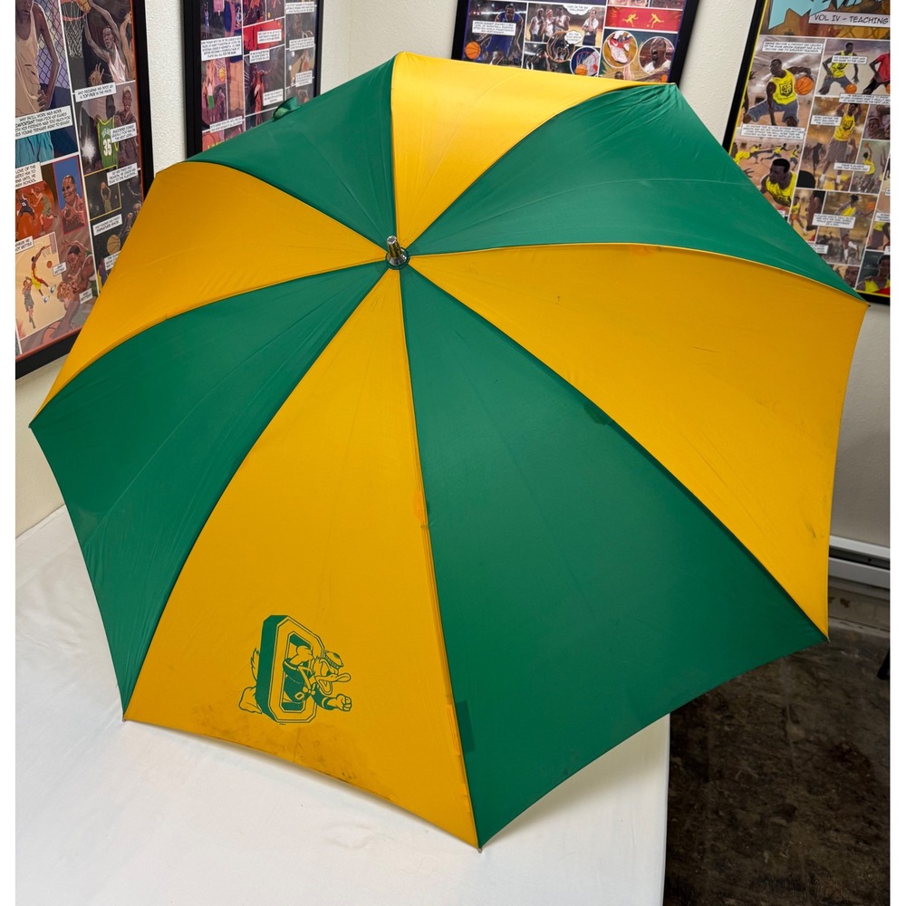 Vintage Oregon Ducks Shedrain Umbrella Green Yellow Donald‎ Duck Logo Golf Size